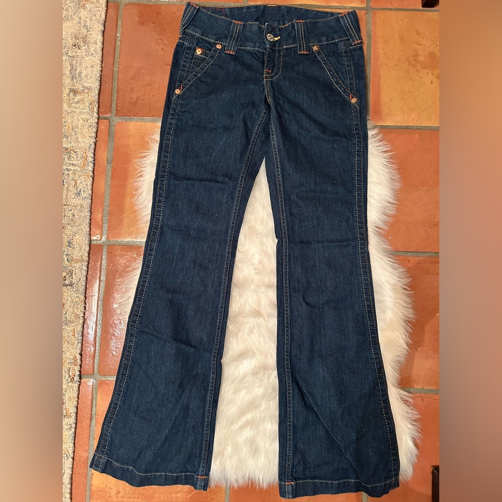 NEW True Religion Emma Trouser Liw Rise Flare Blue Jeans 29
